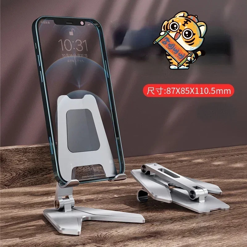 Three Sections Foldable Desk Mobile Phone Holder for IPhone IPad Tablet Flexible Table Desktop Adjustable Cell Smartphone Stand Qme Silver