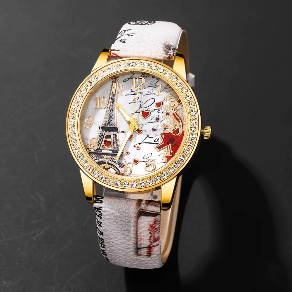 5 Pcs/set Women's Fashion Clock European and American Classic Retro Quartz Watch with Exquisite Fringe Bracelet Set Qme