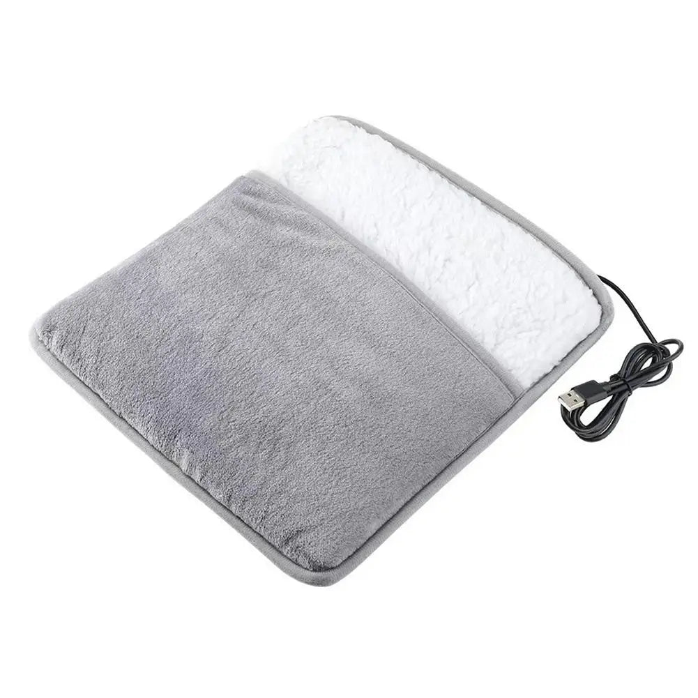 Winter Electric Foot Heating Pad USB Charging Soft Plush Washable Foot Warmer Heater Improve Sleeping Household Foot Warming Mat Qme A