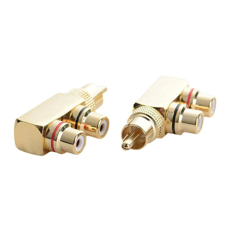Gold Plated AV Audio Splitter Plug RCA Adapter 1 Male 2 Female F Qme