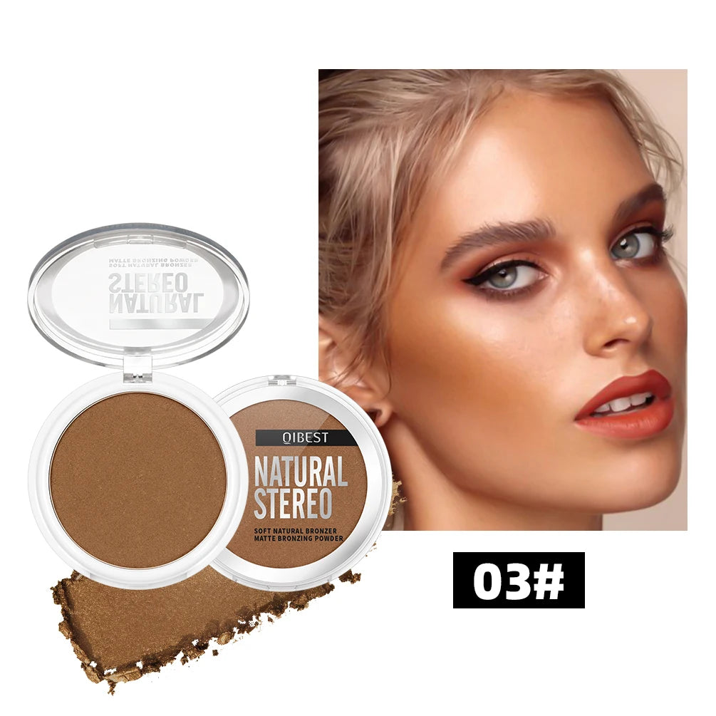 QIBEST Face Bronzer Makeup Contour Shading Powder Trimming Powder Cosmetic Face Concealer Highlighter Bronzer Palette For Women Qme 03