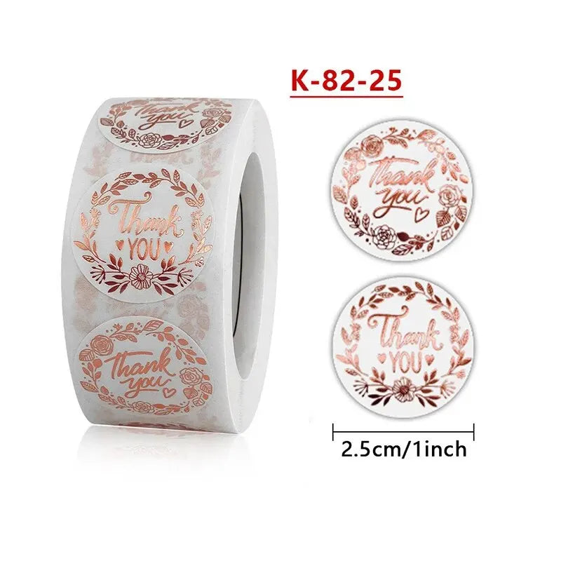 500Pcs 1inch Thank You Stickers For Envelope Sealing Labels Stationery Supplies Handmade Wedding Gift Decoration Sticker New Qme K-82-25