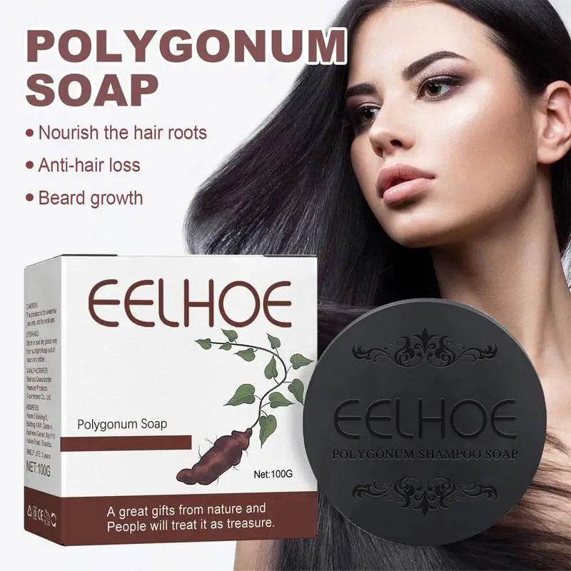 Polygonum Hair Darkening Shampoo Soap Bar Repair Gray White Black Qme