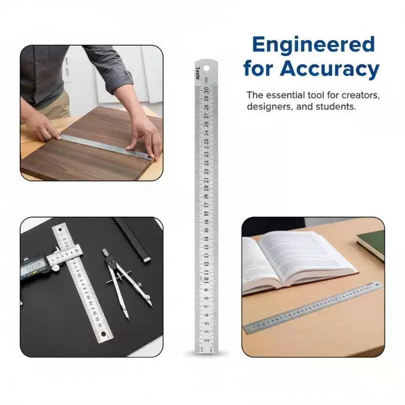 15- Zero Glare Satin Chrome Stainless Steel Machinist Engineer Ruler Qme