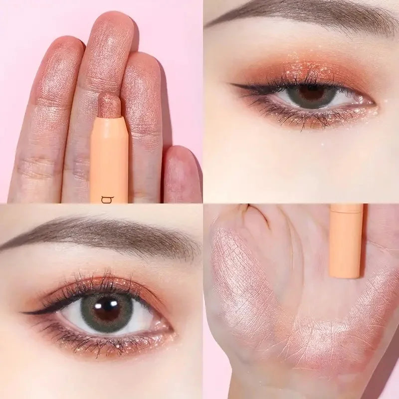 Shimmer Eyeshadow Stick Easy Glitter Highlighter Eyeshadow Pencil Brightening Makeup Pink Silkworm Champagne Gold Eyeliner Pe Qme B-03