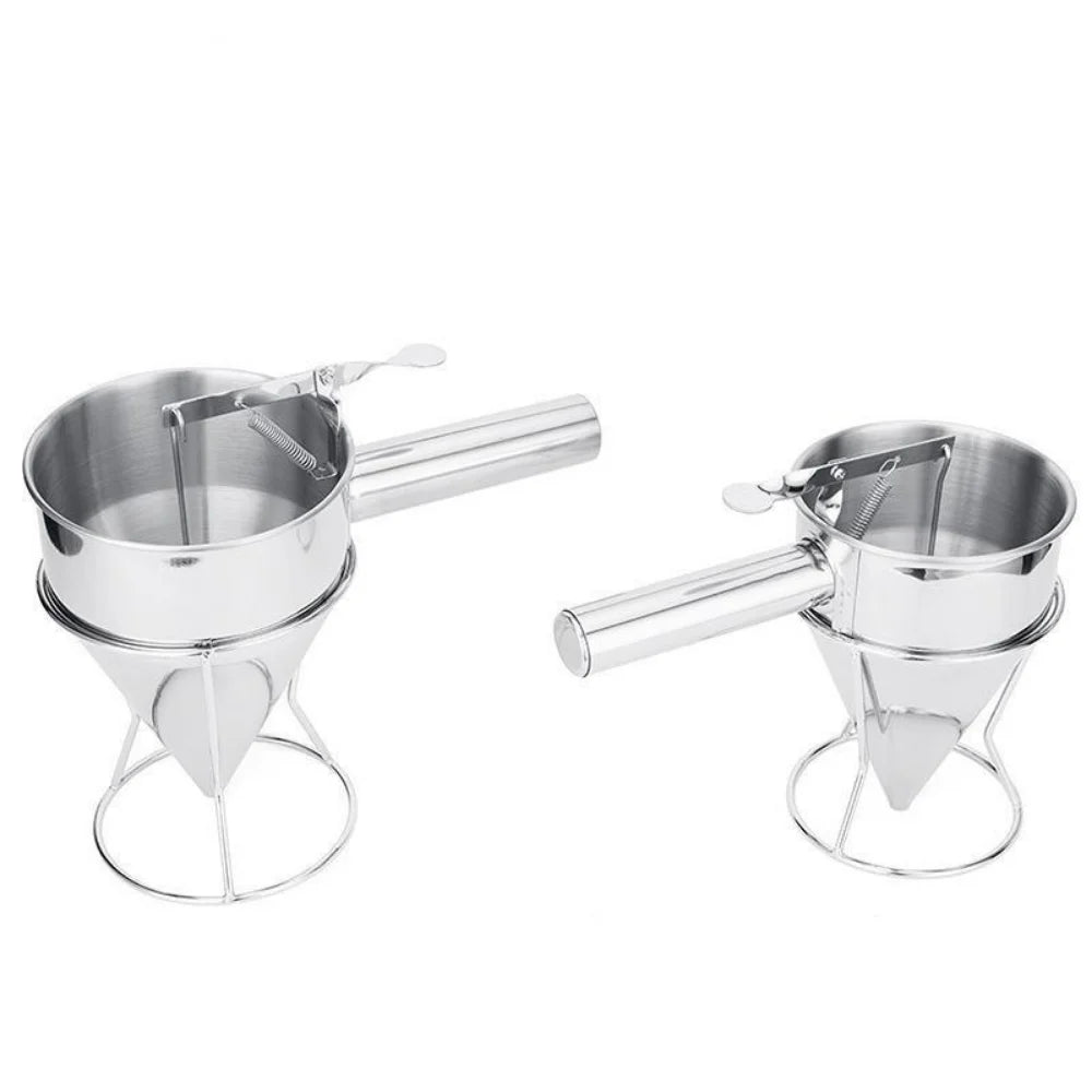 600 Oil Bucket Holder Stainless Steel Funnel Dispenser Cupcake Qme