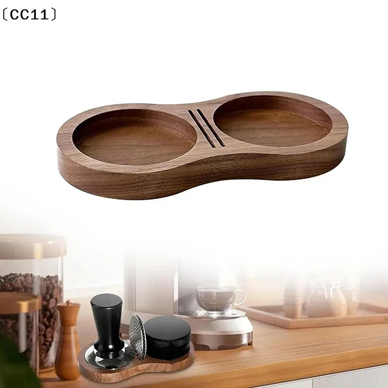 Walnut Wood Coffee Tamper Station Professional Non-slip Bottom Qme