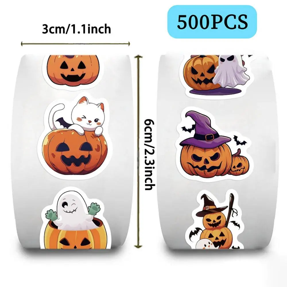 Halloween Stickers 500 Pumpkin Face Shape Decals Roll Sealing Qme 500PCS China Mainland