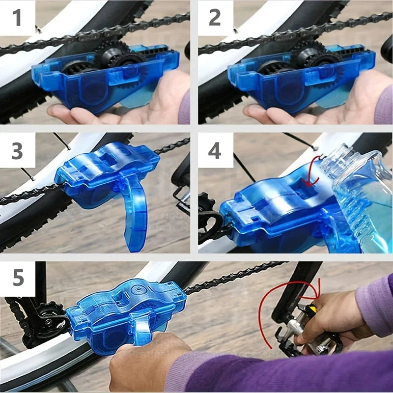 Portable Bicycle Chain Cleaner Bike Clean Machine Wash Tool Mountain Road Bike Cycling Cleaning Kit Qme