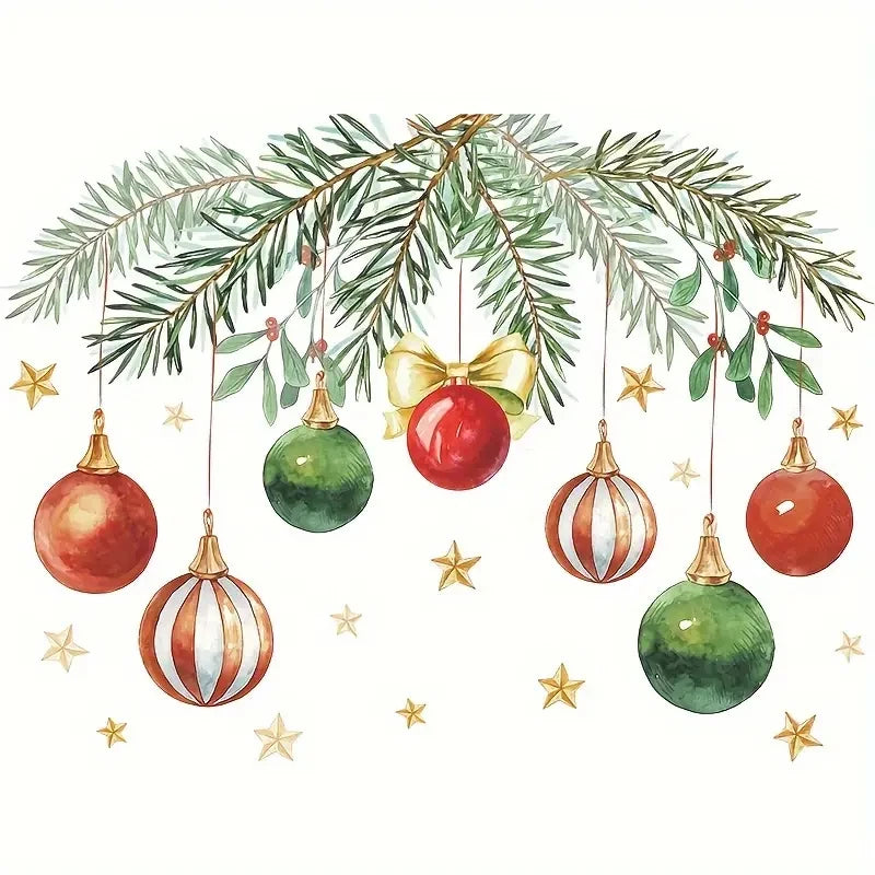 1pc New Toilet Stickers Christmas Green Plants Pattern Self-adhestive Decal Festive Home Decor for Kids Bathroom Qme