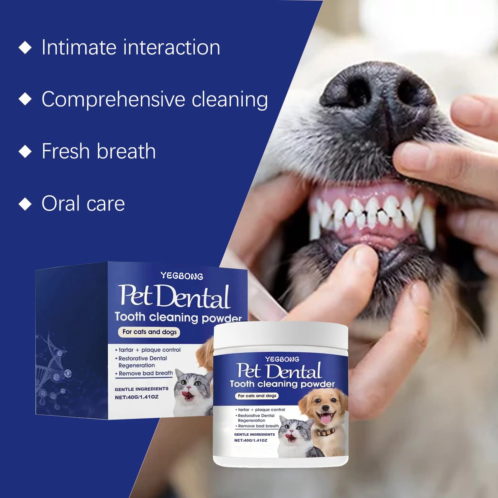 Pet Dental Cleaning Powder Eliminates Oral Odors Remover Dog Teeth Plaque Reduces Calculus Tooth Cleaning Powder For Cat And Dog Qme