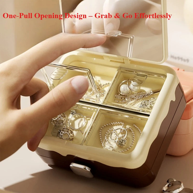 Portable Jewelry Organizer Mini Earring Necklace Ring Storage Box Jewelry Storage Case Small Accessory Organizer for Home Travel Qme