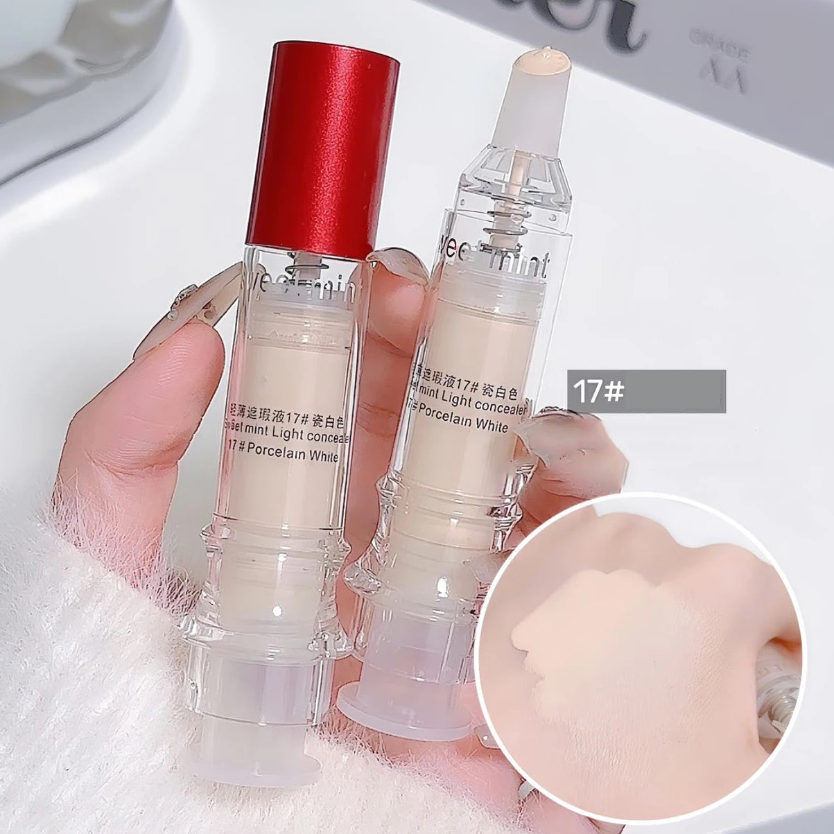 Porcelain White Light Concealer Pen Full Coverage Cover Dark Circles Acne Pores Press Concealer Matte Foundation Cream Cosmetic Qme
