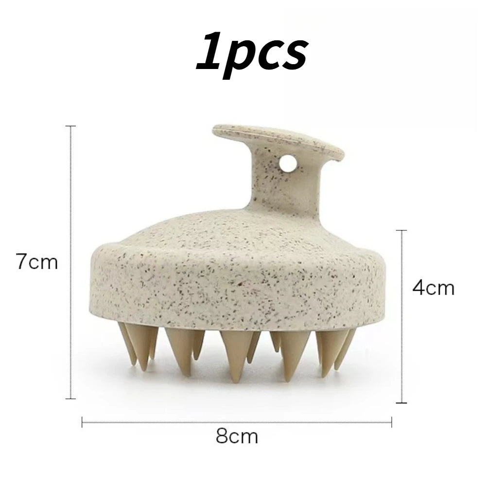 1/3pcs Soft Silicone Scalp Care Shampoo Brush Gentle Hair Washing Comb Shower Massager Home Salon Daily Hair Cleaning Tool Qme Light wheat 1pcs