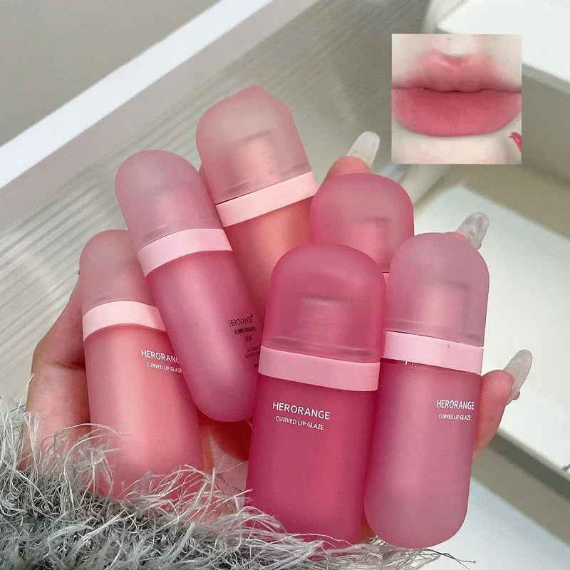 Red Brown Matte Velvet Lip Gloss Waterproof Liquid Lipstick Non-stick Cup Lips Tint Mud Makeup Rose Peach Lip Glaze Cosmetics Qme