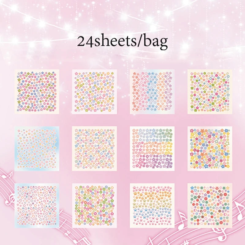 Sticker Book 24sheets/bag Pentagram Mini Die-Cut Stickers Scrapbooking Stationery DIY & Handbook Phone Case Notebook Decoration Qme 2