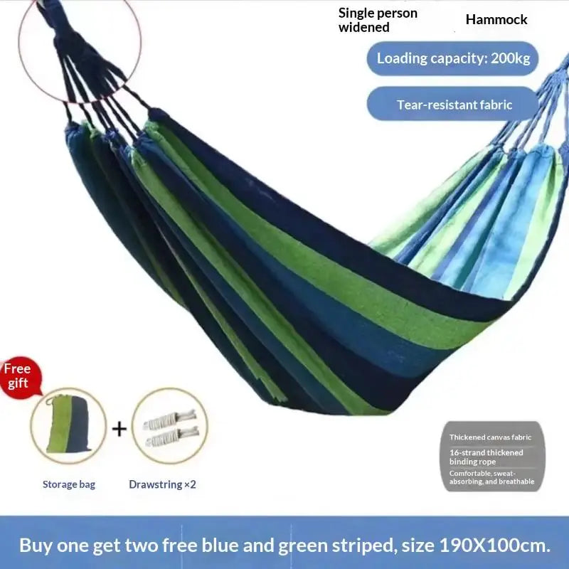 Adult Outdoor Swing Thick Canvas Camping Hammock Easy Carry Store Qme 190 x 100cm Blue