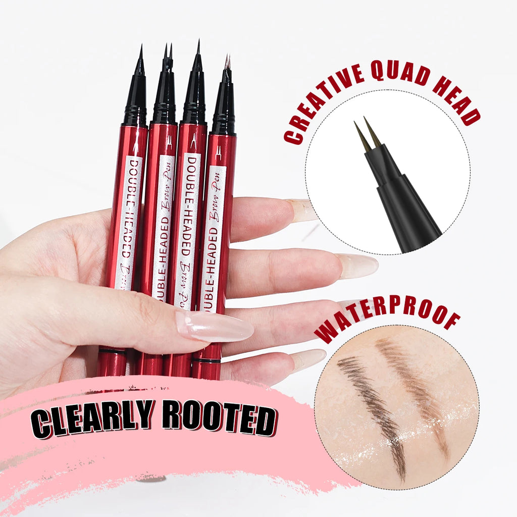 Waterproof Eyebrow Pen, Microblading Eyebrow Pencil With 2 Split Head, Natural Looking Brows Makeup ( 5 Colors ) Qme
