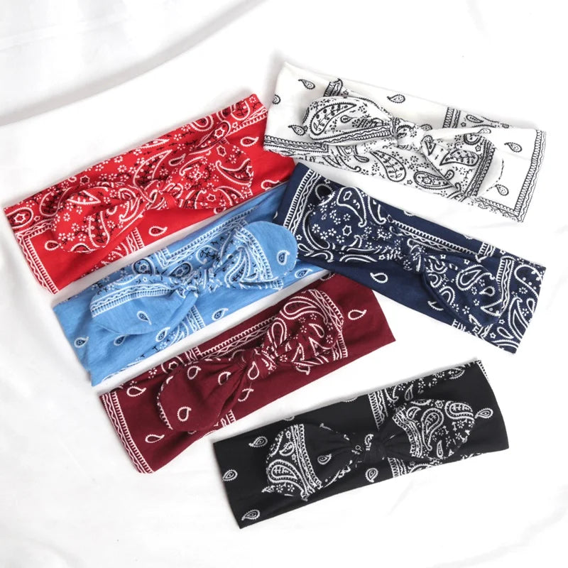 Vintage Soft Paisley Cashew Flowers Hair Bands Pilates Elastic Yoga Qme