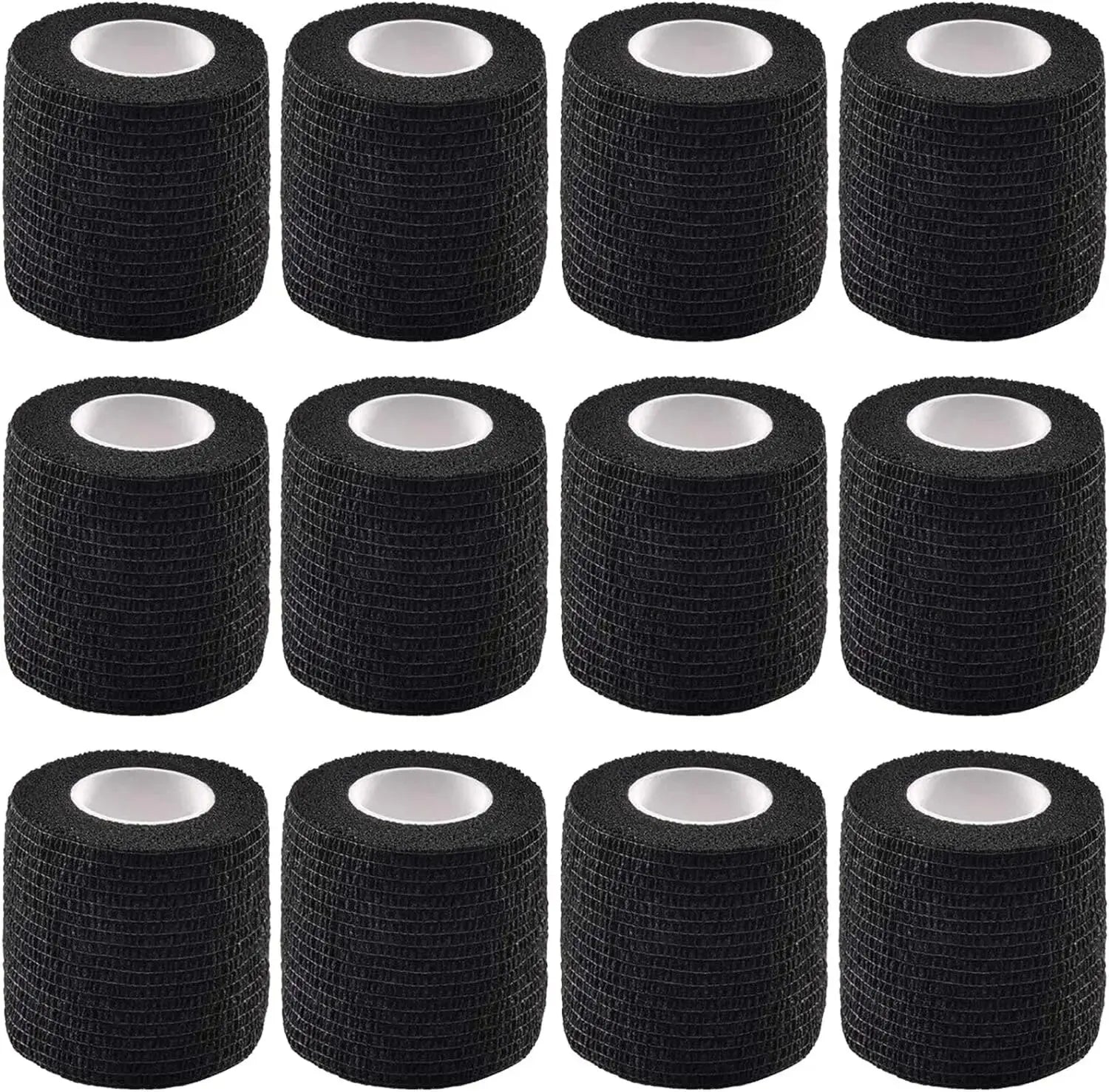 Wholesale Black Tape Tattoo Handle Bandage Anti-slip Athletic Nonwoven Waterproof Disposable Self-adhesive Elastic Bandage Qme 12PCS Black