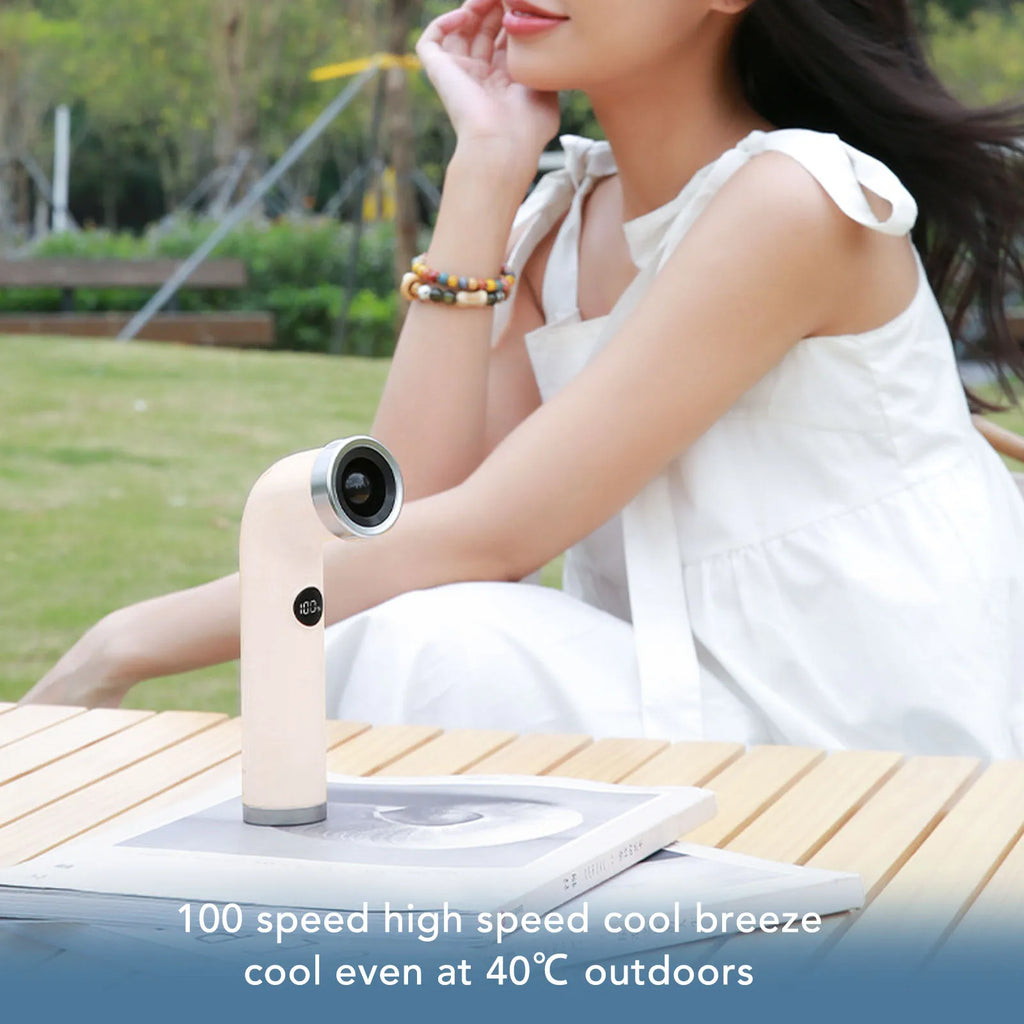 Bladeless Handheld Cooling Fan Smart Push Button Digital Display Rechargeable Handheld Bladeless Fan Versatile for Outdoor Use Qme