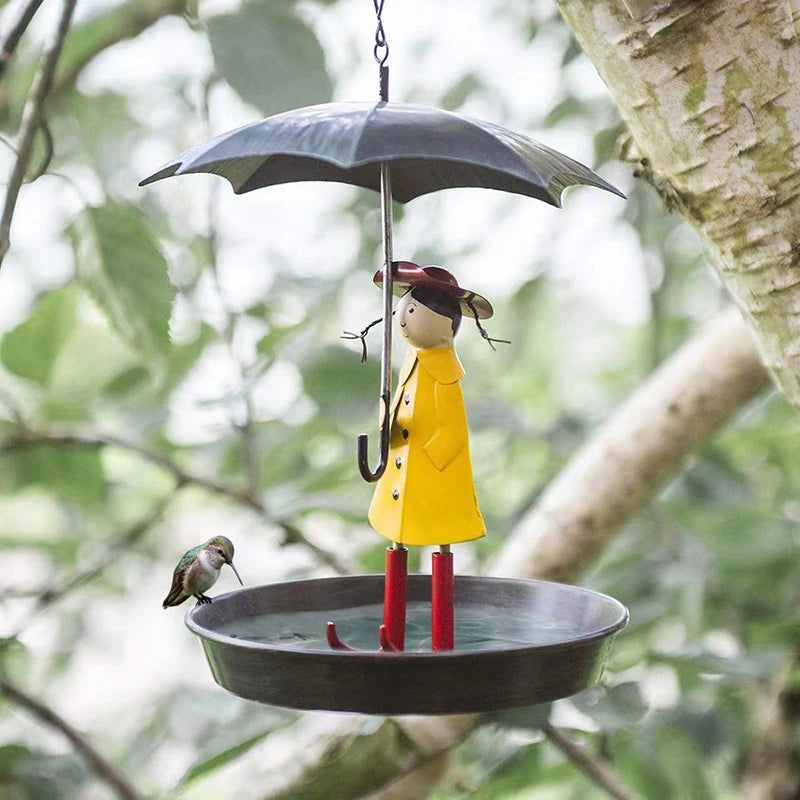 Hanging Bird Feeders For Outdoors Girl And Umbrella Hummingbird Feeder Tray Outside For Bird Bath Garden Decor Yard Decorations. Qme