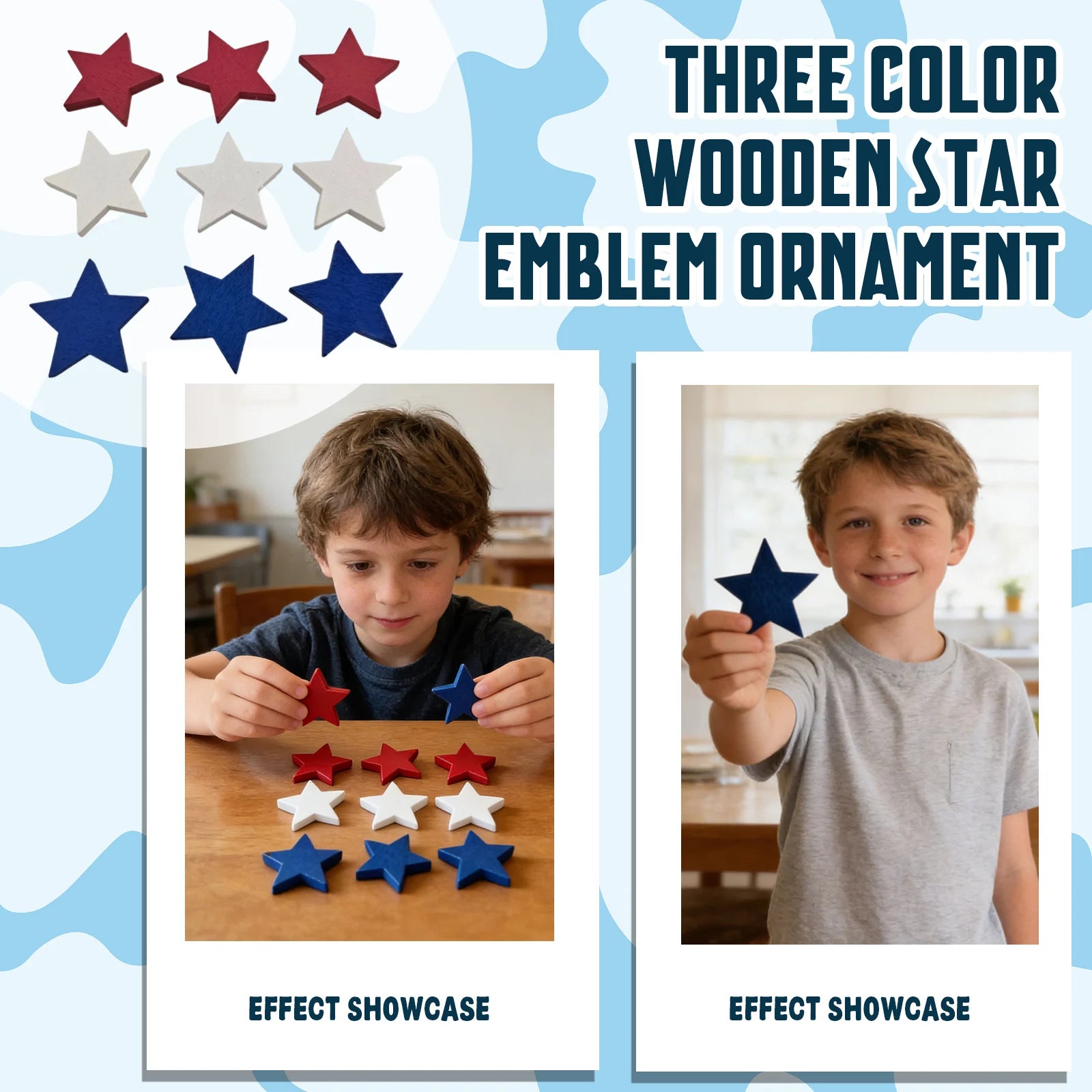 Wooden Multi-sized Star Decorations American Independence Day Themed Holiday Party Decorative Props Tray Layout Ornaments Qme