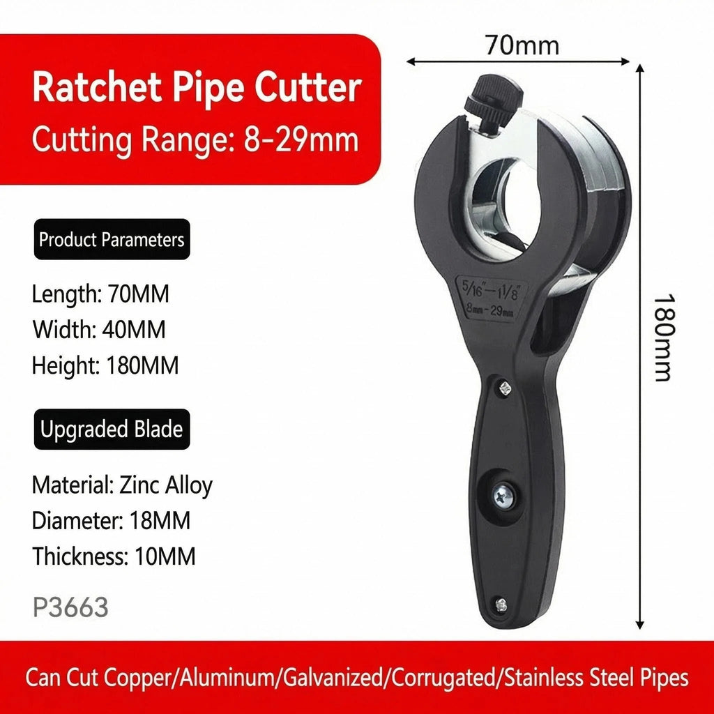 Ratchet Tube Cutter Versatile Hand Tool Copper Aluminum Iron Qme 8-29mm
