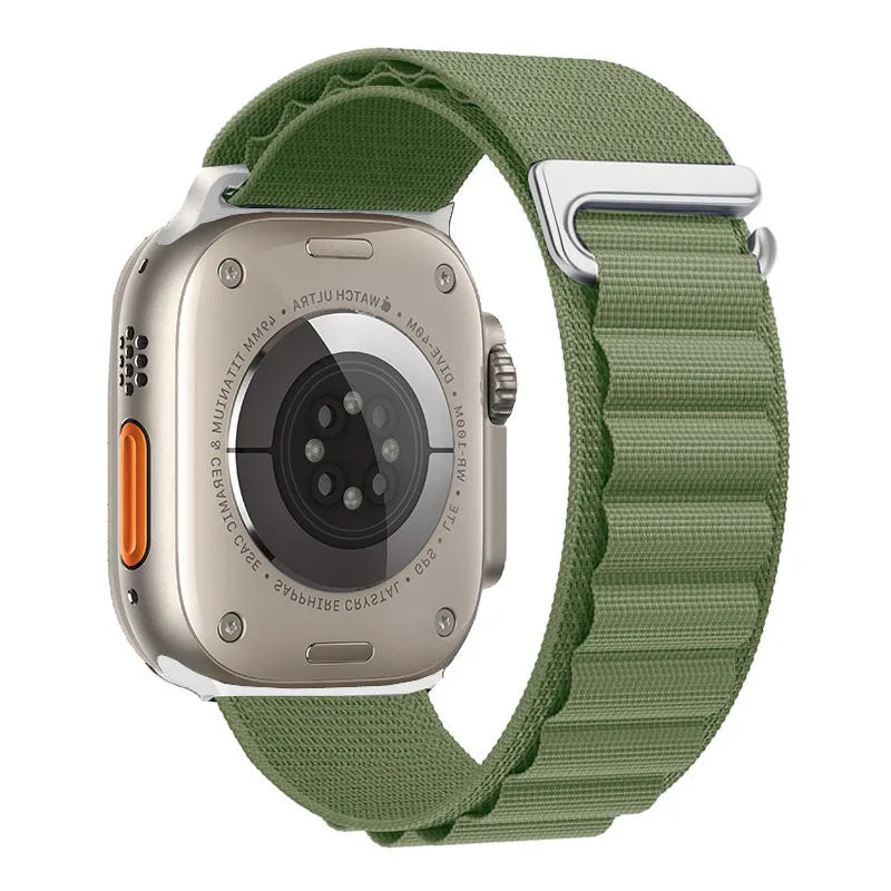 T Suitable for Apple IWatch Watch Strap 49mm 44mm 45mm 42mm Nylon Mountaineering Wear-resistant Woven Strap for Men Qme green 25mm 49MM
