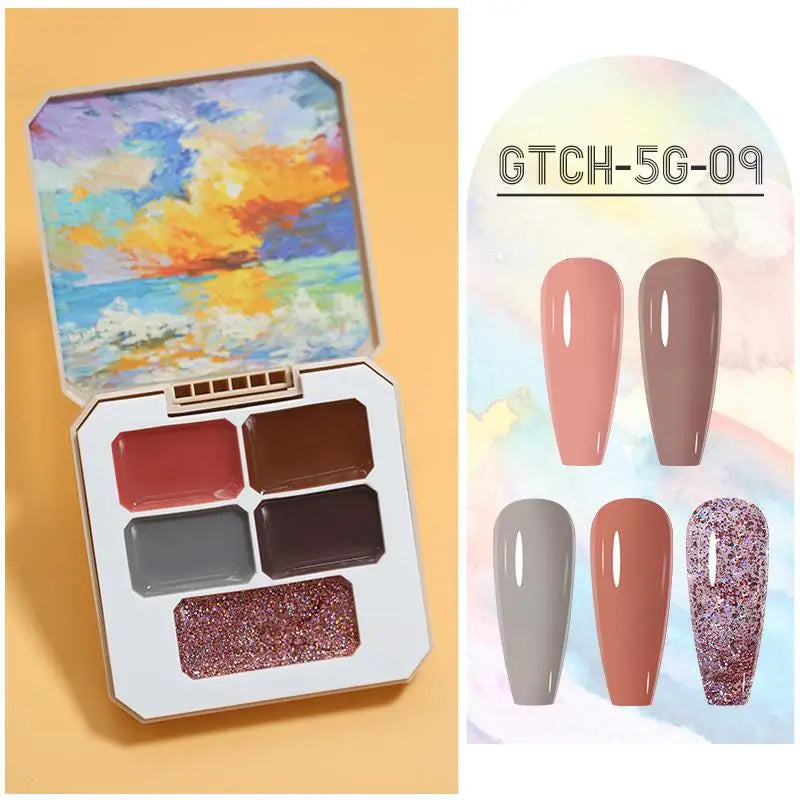 Solid Nail Polish Glue 5 12 16 Colors Manicure Semi Permanent Varnish Qme GTCH-5G-09