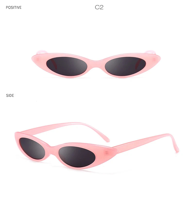 2022 Skinny Narrow Cat Eye Sunglasses Women Vintage Small RED Pink Drop Frame Retro Tiny Oval Sun Glasses Shades Qme 6 Other