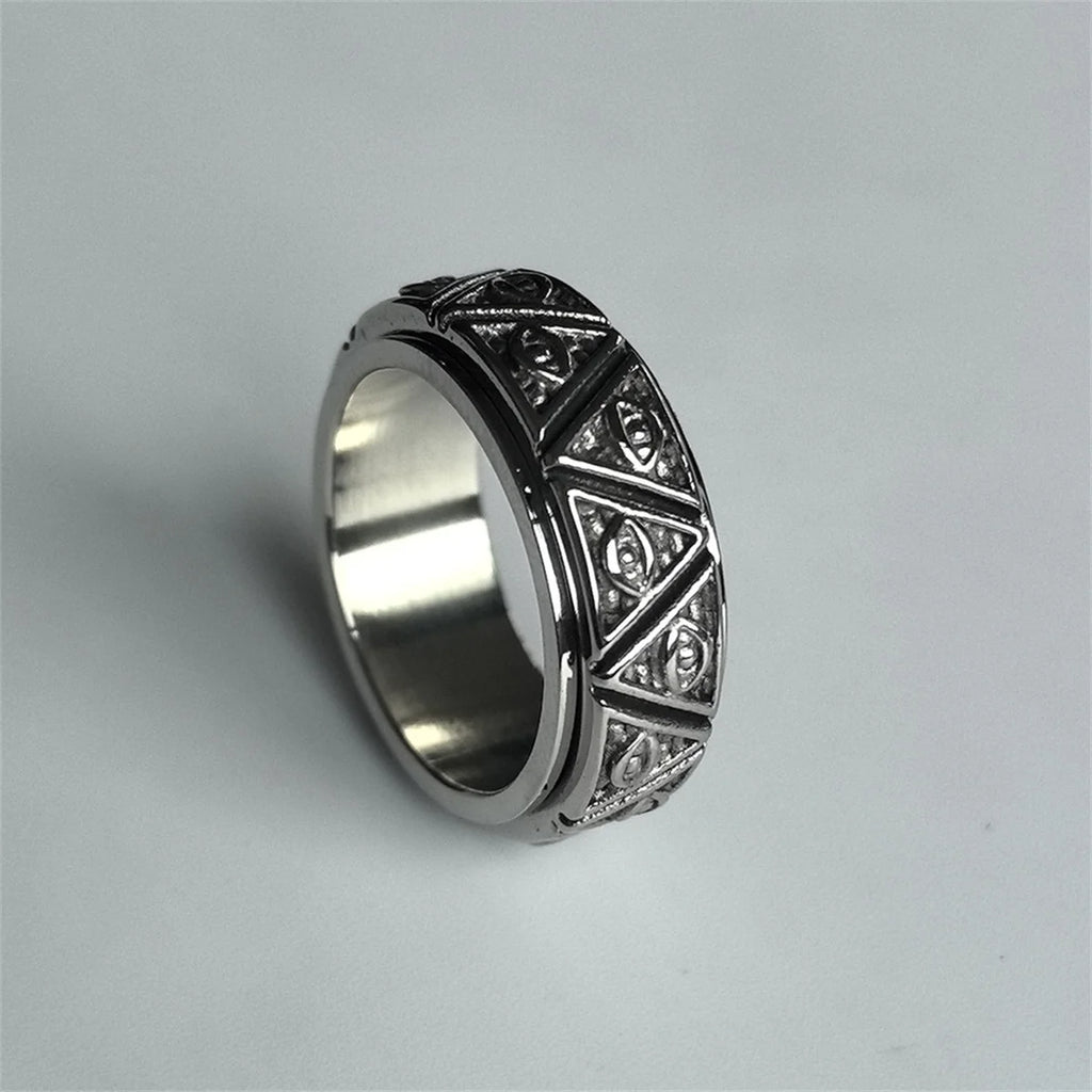 Vintage Punk Titanium Steel Evil Eyes Ring For Men Women Stress Relieving Anxiety Ring Carved Eyes Ring Jewelry Accessories Gift Qme yin 10