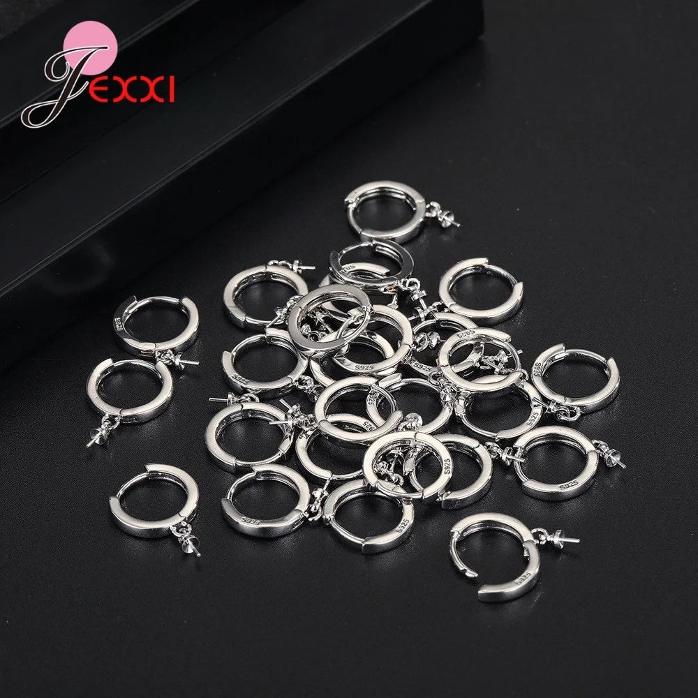 Round Shape Earrings Jewelry Genuine 925 Stamp Sterling Silver Color For Women Girls Wedding Fashion Jewelry Qme