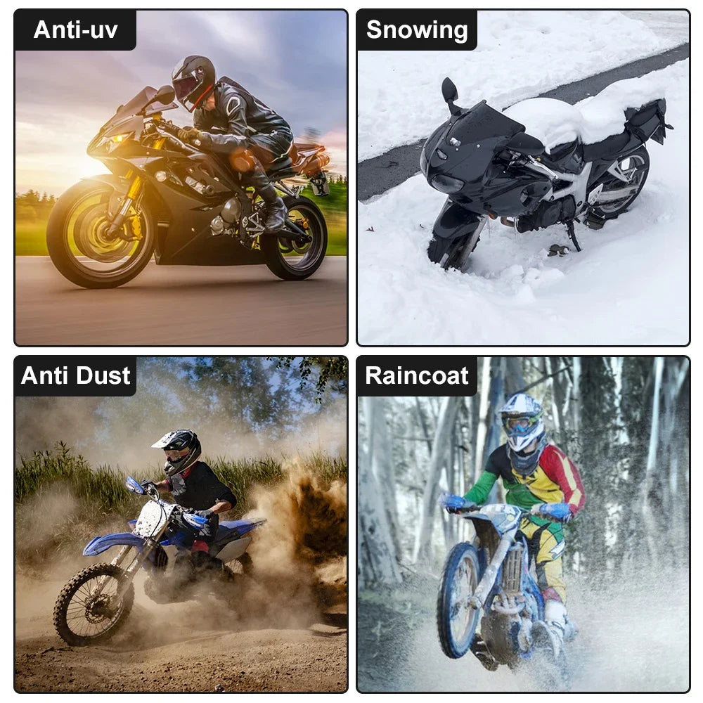 Motorcycle Cover Waterproof All Season Dustproof UV Protective Outdoor Indoor Scooter 190T Wear-resistant Fabric Motorbike Cover Qme