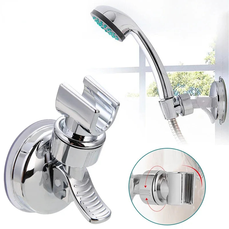 1pc 360° Adjustable Shower Head Holder with Suction Cup, Wall Mount Bracket for Bathroom, Plastic Material, Shower Organization Qme
