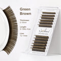 NATUHANA Brown Ellipse Flat Eyelashes Extensions Matte Faux Lashes Qme Green Brown L 0.15MM|Mix 8-15mm