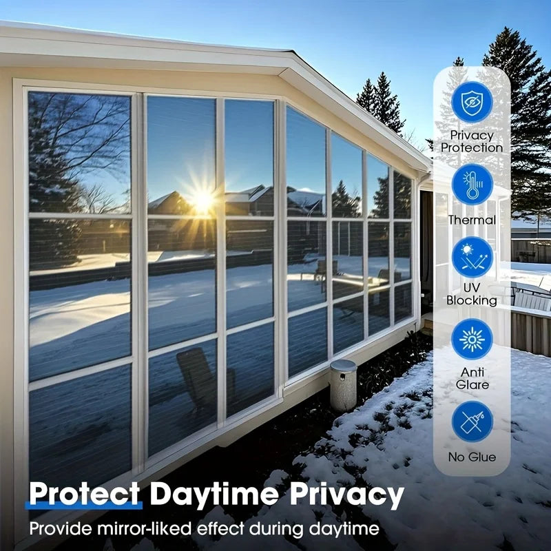 Large Privacy Film Kits Are Suitable for One-Way Windows.They Feature Electrostatic Adsorption, Are Adhesive-Free, Qme