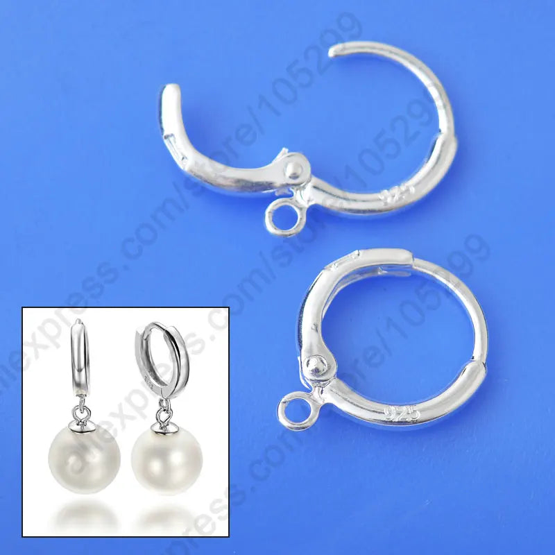 Fine Jewelry Findings 20PCS(10Pair) Genuine Real Pure Sterling Silver Color Lever Back Ear For Drop Earring Design DIY 925 Stamp Qme