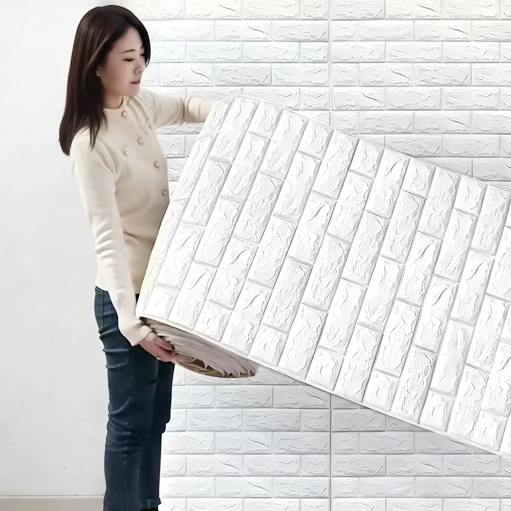 Self Adhesive Waterproof Stain Resistant 3D Faux Brick Wallpaper 70cmx100cm Wall Sticker Indoor Kitchen House Wall Art Decor Qme