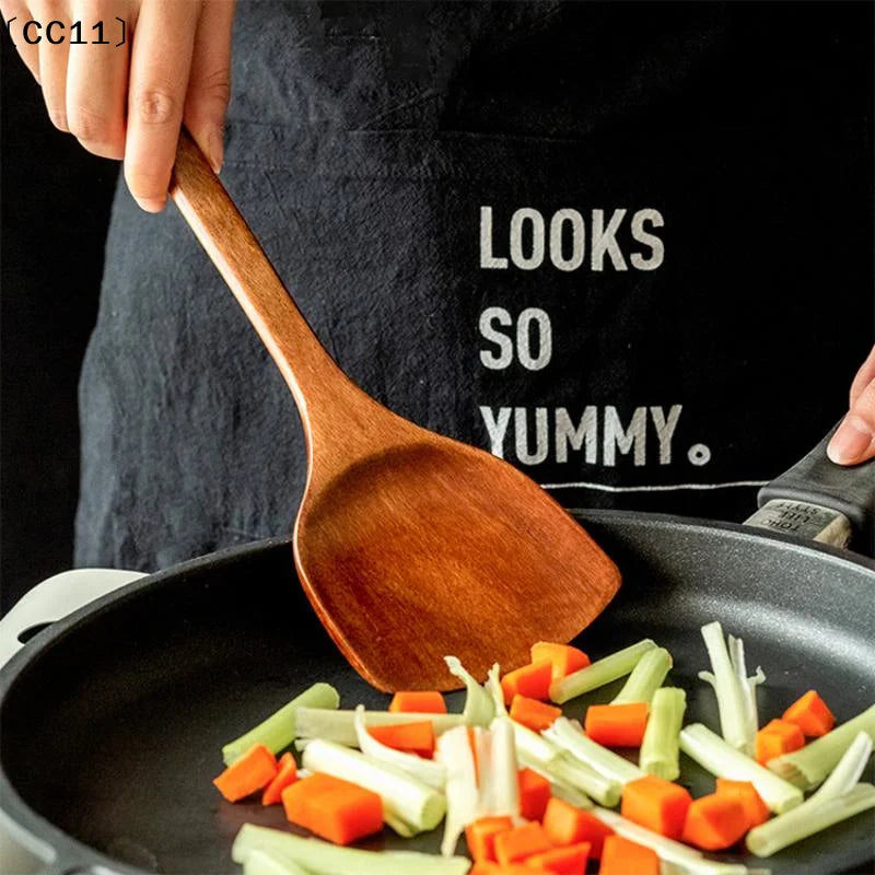 Wooden Spatula Long Handle Heat Resistant Spoon Non-stick Pan Wood Qme Default Title
