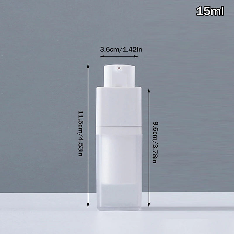15 30 Square Vacuum Bottle Press Lotion Empty Dispensers Liquid Qme 15ml Frosted