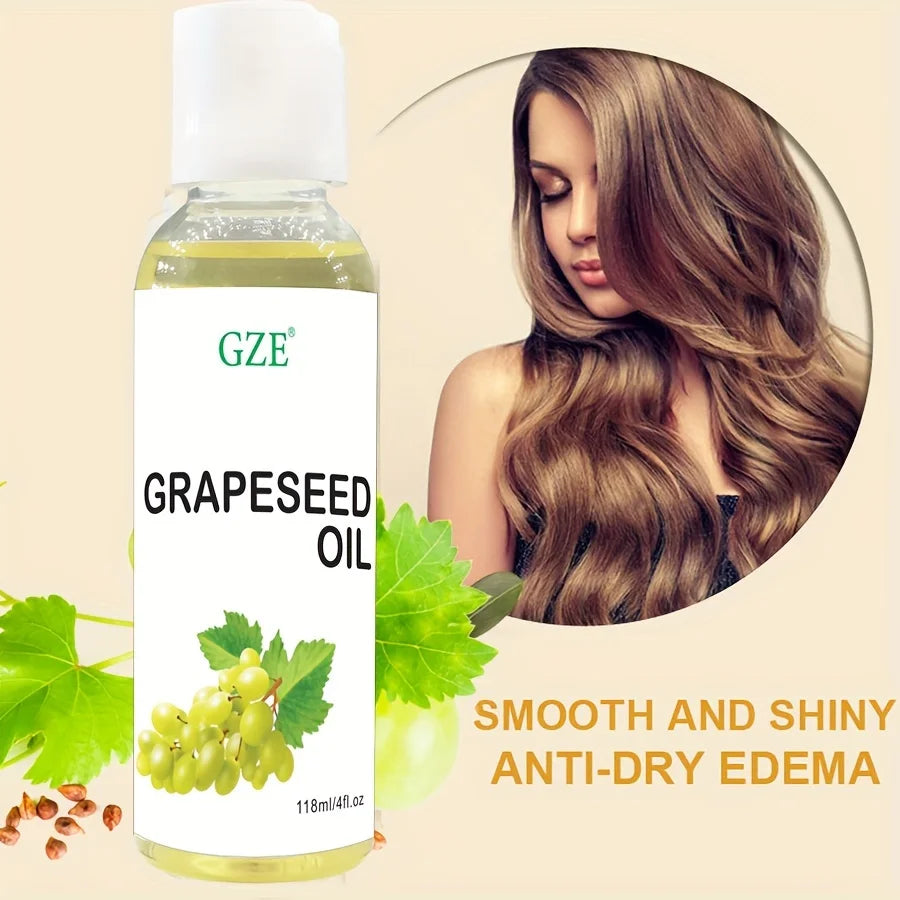 GZE Grapeseed Oil, Skin Care for Sensitive Skin, Light Silky Moisturizer for All Skin Type, Hair Strengthens Vegan Thickening Qme