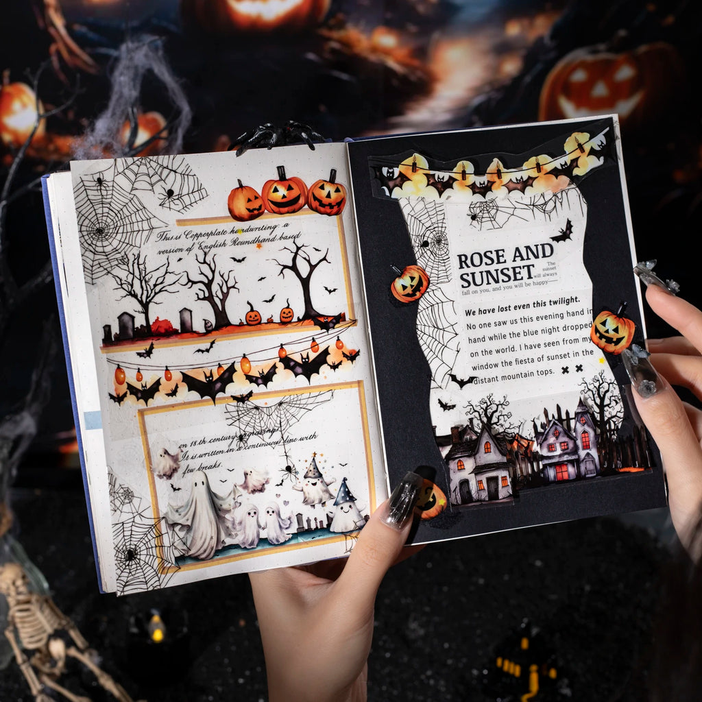 1Roll Halloween Gothic Party Celebration Washi Tape for Scrapbooking DIY, Collage Supplies, Phone Case Notebook Decor Qme