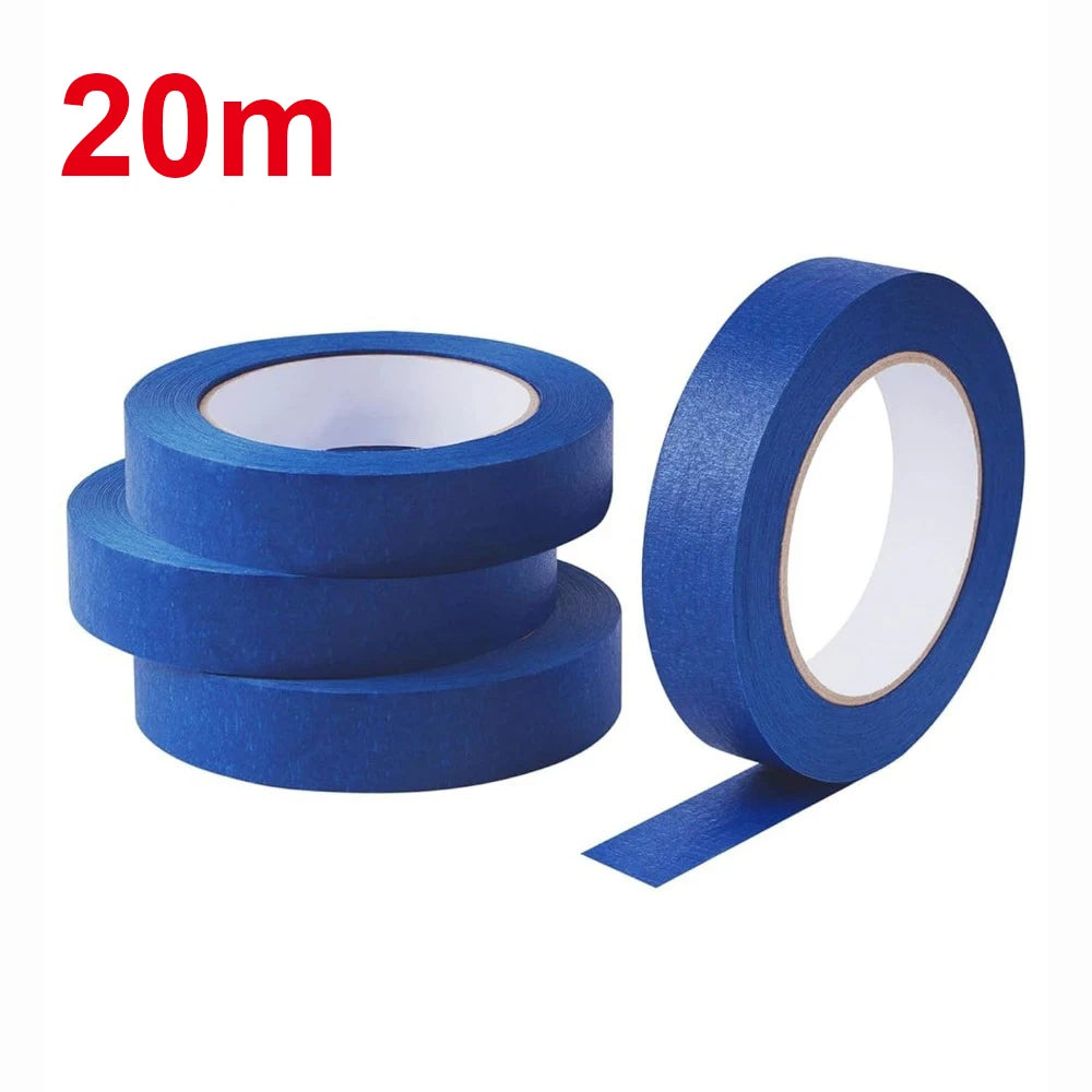20m/Roll Blue Painter Masking Tape Crepe Paper Adhesive Tape For Wall Ceiling Trim Edge Painting DIY Decoration No Residue Qme