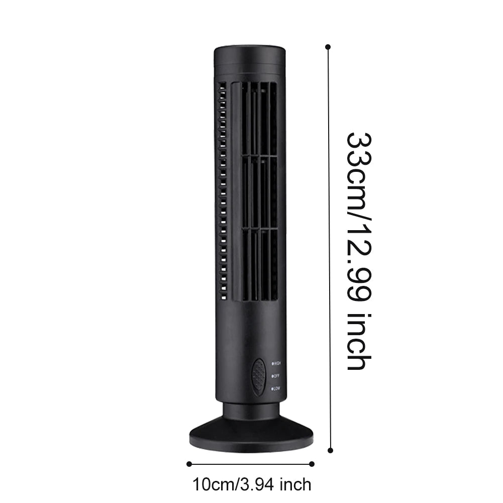 LED Tower Fan Bladeless Tower Fan 2 Gear Speed Adjustable Portable Electric Desk Fan for Home Bedroom Living Rooom Office Qme