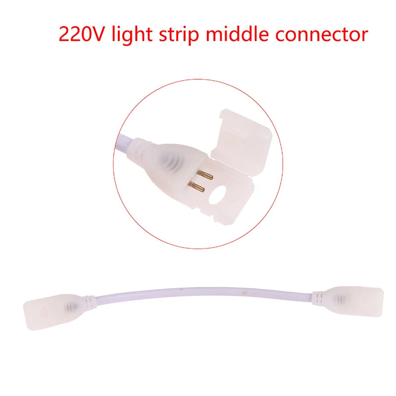 220V EU Plug COB LED Strip 2pin Connector Fix Clips 360LEDs Light Qme Default Title