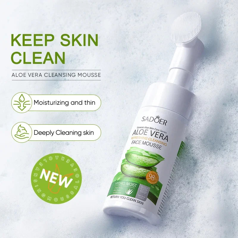 SADOER Cleansing Mousse Aloe Red Pomegranate Amino Acid Cleanser with Brush Head Qme
