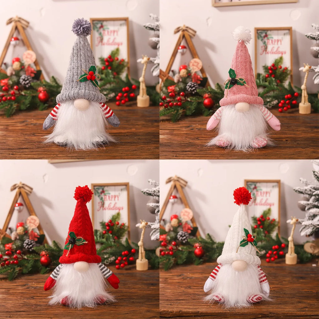 New Christmas Dwarf Ornament Mini Plush Gnome Figurine for Holiday Home Decoration DIY Scene Layout Props Party Doll Gift Qme