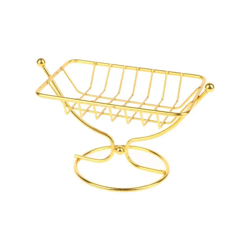 Square Metal Soap Dish Holder Rustproof Wire Rack Creative Draining Qme Gold