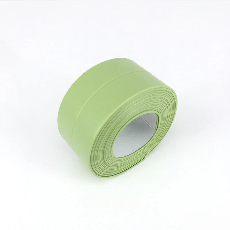 Bathroom Sealing Tape Self-adhesive Oil-Proof Kitchen Sink Caulk Seal Strip PVC Waterproof Shower Wall Sticker for Toilet Corner Qme Green 3.2M China Mainland|2.2CM